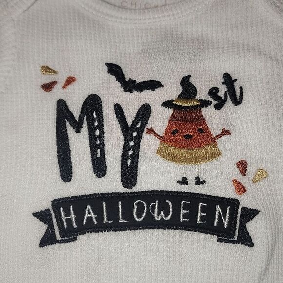 Halloween Themed Kids One Piece Set - White and Black Size 0-3m - Picture 2 of 5